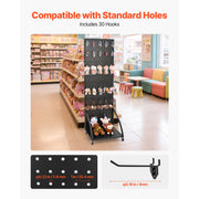 Load image into Gallery viewer, SucceBuy Standing Pegboard Display with Casters &amp; 30 Hooks Thickened Steel Peg Board Panel for Retail Store Jewelry Shop
