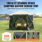 Load image into Gallery viewer, SucceBuy Pop Up Gazebo Tent, Pop-Up Screen Tent 6 Sided Canopy Sun Shelter with 6 Removable Privacy Wind Cloths &amp; Mesh Windows
