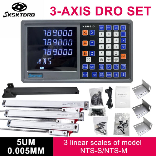 Kit DRO NT800 ultra-précis 3 axes CA 90-260V et règle numérique codeur à échelle linéaire en verre de 50 à 1000 mm pour tours et fraiseuses