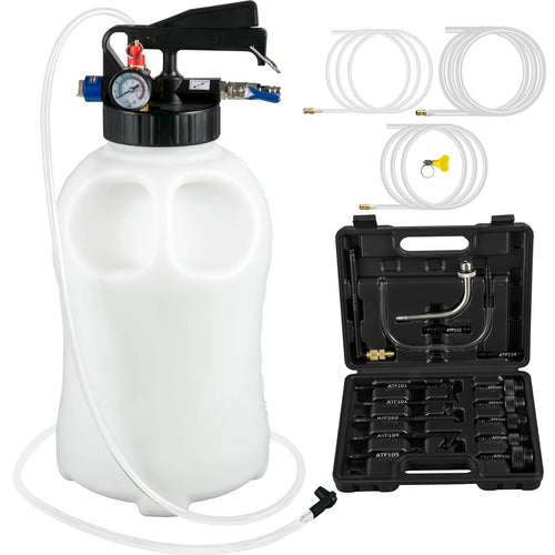 SucceBuy Transmission Fluid Pump 10L ATF Pump Fuel Extraction with Two-way Control Pressure Gauge 14 Common Adapters for Cars