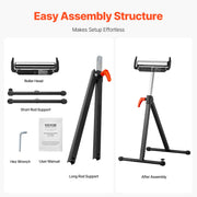 Load image into Gallery viewer, SucceBuy Roller Stand 250lbs/135lbs LBC Adjustable Height with 11.5in Polished Steel Roller Head Woodworking Extension Support - AMOCART
