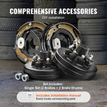 Amocart Trailer Hub Drum Kits Self-Adjusting Trailer Brake Assembly 7000 lbs Axle Backing Plates for Brake System Part Replace