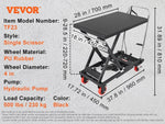 SucceBuy 330/500lbs Hydraulic Lift Table Cart Manual Single Scissor Platform with 4Wheels and Non-slip Pad for Material Handling