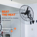 SucceBuy 4 Sizes Wall-Mount Misting Fan 3-speed IP44 Oscillating Wall Fan Max. 9500 CFM Wall Mounted Fan for Home Summer