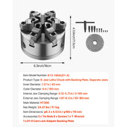 Load image into Gallery viewer, SucceBuy Lathe Chuck 3-Jaw / 4-Jaw / 6-Jaw Self-Centering Chuck &amp; Threaded Backing Plate, T-wrench Screws, Wood Metal Lathe Use
