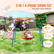 Charger l'image dans la visionneuse de galerie, SucceBuy Swing Sets for Backyard 600lbs Capacity Swing Set with 1 Saucer Swing Seat 2 Belt Swing Seats Swingset Outdoor for Kids
