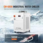 Amocart Industrial Water Chiller CW6000 1500W Cooling System with Compressor 65 L/min Max Flow Rate for Laser Engraving Machine