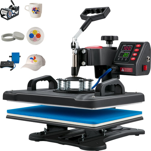Amocart Heat Press 5in1 Heat Press Machine 12x15in Clamshell Sublimation Transfer Printer Digital Precise Temperature Control