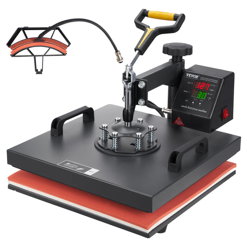 Amocart 2In1 Heat Press Machine 38*38CM Multifunctional 360° Swing-Away Digital Sublimation Printer Transfer DIY T-shirt Cap