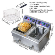 Bild in Galerie-Viewer laden, Amocart  12L Electric Deep Fryer w/Dual Removable Tanks Commercial Countertop  Fryer for Chicken French Fries Frying Chips

