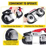 Load image into Gallery viewer, SucceBuy Portable BandSaw 5Inch Cutting Capacity Cordless Variable Speed 10Amp Motor Deep Cut Bandsaw for Metal Wood Pipes Rebar
