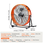 SucceBuy Drum Fan24 Inch High Velocity Shop Fan Use 3-Speed 8600CFM 360°0-2h Timer Fan to Warehouse Workshop Factory Basement