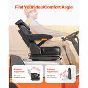 Load image into Gallery viewer, Amocart Universal Forklift Seat Tractor Suspension Seat w/ Adjustable Back Armrest Headrest&amp; Safety Belt Fold Down Tractor Seat
