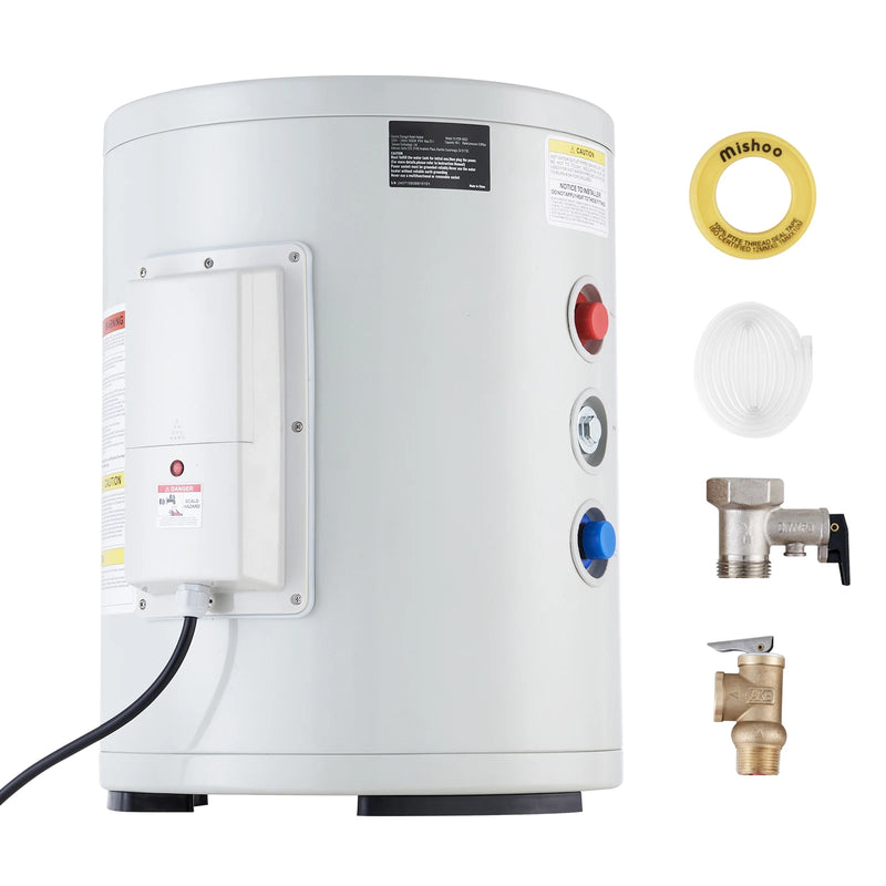 VEVOR Electric Water Heater 10 Gallon Tank Instant Hot Water Heater 1.6Kw Tankless Water Heater w/ LED Display Knob Control IPX4 Amocart