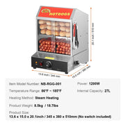 Load image into Gallery viewer, SucceBuy 27/37L 2Tiers Hot Dog Steamer with Temperature Control Stainless Steel Electric Bun Warmer for Hot Dogs&amp;Buns for Cinema
