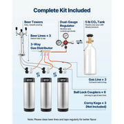 Load image into Gallery viewer, SucceBuy Beer Kegerator Triple/Dual Tap Home Draft Beer Dispenser for Ball Lock Full Size Keg Refrigerator w/ 5lbs CO2 Tank 162L - AMOCART
