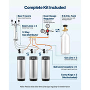 Load image into Gallery viewer, Amocart Beer Kegerator Triple/Dual Tap Home Draft Beer Dispenser for Ball Lock Full Size Keg Refrigerator w/ 5lbs CO2 Tank 162L
