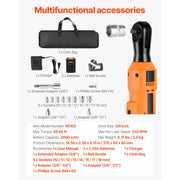 Load image into Gallery viewer, Amocart Cordless Ratchet Wrench Battery Powered Electric Wrench Set with Batteries Charger Sockets Adaptor and Carrying Case

