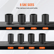 Load image into Gallery viewer, SucceBuy Axle Nut Impact Socket Set 3/4"Drive Deep 6-Point 8-Piece SAE Spindle Nut Socket Set CR-MO Heat Treated Large SocketSet
