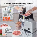Amocart Electric Meat Grinder 5 Lb/Min Industrial Meat Mincer with Blade Grinding Plate Sausage Stuffing Blade and 3 Tubes