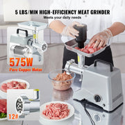 Bild in Galerie-Viewer laden, SucceBuy Electric Meat Grinder 5 Lb/Min Industrial Meat Mincer with Blade Grinding Plate Sausage Stuffing Blade and 3 Tubes
