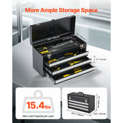 Bild in Galerie-Viewer laden, Amocart 20in 3-Drawer Metal Tool Box Black/Red Tool Chest with EVA Liners Multifunction Tool Organizer for Garage &amp; Workshop
