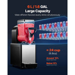 Amocart 6L/1.6Gal Slushie Machine Commercial Slushy Maker Frozen Drink Maker w/ Self-Cleaning for Restaurants Bars for Slushie