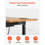 SucceBuy Adjustable Workbench on Wheels Oak Wood Top 60x24 In 2000 lbs Capacity with Drawer Power Outlets for Garage Workshop