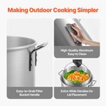 Amocart 60/80/100Qt Seafood Boiling Kit with Strainer Cooking Set for Crab Crawfish Boiling Aluminum Stockpot with Steamer Rack
