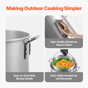 Load image into Gallery viewer, Amocart 60/80/100Qt Seafood Boiling Kit with Strainer Cooking Set for Crab Crawfish Boiling Aluminum Stockpot with Steamer Rack
