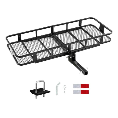 Amocart Hitch Cargo Carrier with Nighttime Reflective Reminder Folding Hitch Mount Cargo Carrier with Hitch Stabilizer for SUV