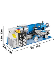 Bild in Galerie-Viewer laden, Amocart Mini Metal Lathe Machine 7"x14" 550W 180x350mm Variable Speed + 3 Jaw Chuck for Metalworking Turning Drilling Threading
