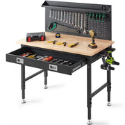 Bild in Galerie-Viewer laden, SucceBuy 2000lbs 48"x24" Workbench Adjustable Height 28"-39.5" Work Bench with 3m Cable 30 Hooks for Garage Hardwood Working
