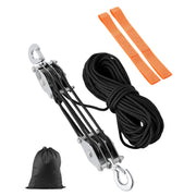 Load image into Gallery viewer, SucceBuy 4400Lbs Pulley Hoist System 5:1 Lifting Power w/ 2Soft Loops &amp; 100ft Rope Block Tackle for Garage Lifting Heavy Objects - AMOCART
