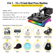 Bild in Galerie-Viewer laden, Amocart 5 6 8 in 1 Heat Press Machine T shirt Heat Transfer Printer Muntifunctional Sublimation For Mug/Latte Mug/Plate/Bottle
