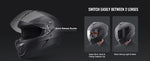 Amocart Full Face Motorcycle Helmet Smart Street ABS & High Density Helmet with Bluetooth Slot & Interchangeable Len, for Adult