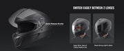 Load image into Gallery viewer, Amocart Full Face Motorcycle Helmet Smart Street ABS &amp; High Density Helmet with Bluetooth Slot &amp; Interchangeable Len, for Adult
