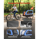 Amocart Dog Bike Trailer Supports up to 88 lbs 2-in-1 Pet Stroller Cart Bicycle Carrier for Dogs Easy Folding Frame with Wheel