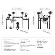 Bild in Galerie-Viewer laden, Amocart Electric Drum Set 32 Drum Kits &amp; 480 Sounds, USB MIDI Supported 8 / 10 in Quiet Mesh+10 in Cymbals Drum Sticks Easy Use
