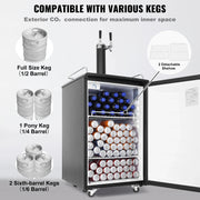 Load image into Gallery viewer, SucceBuy 152L Stainless Steel Beer Kegerator Draft Beer Dispenser Adjustable Faucet Regulator Keg Refrigerator Dual Tap for Home
