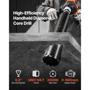 Load image into Gallery viewer, Amocart Diamond Core Drilling Machine Dry and Wet Concrete Core Drill Rig with 4 Drill Bits for Concrete Brick Stone 1800/2000W
