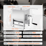 SucceBuy 10 20 30 40L Manual Meat Mixer Fixed Tank Meat Processing Equipment Sausage Mixer Machine with Lid Handle Gear Reducer