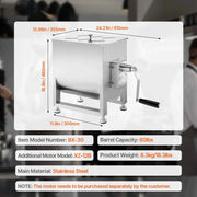 Load image into Gallery viewer, SucceBuy 10 20 30 40L Manual Meat Mixer Fixed Tank Meat Processing Equipment Sausage Mixer Machine with Lid Handle Gear Reducer - AMOCART
