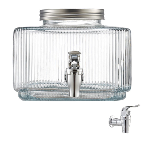 SucceBuy Beverage Dispenser 0.8Gal. Drink Dispensers for Party Glass Juice Dispenser with No-Drip Spigot and Lid for Restaurants