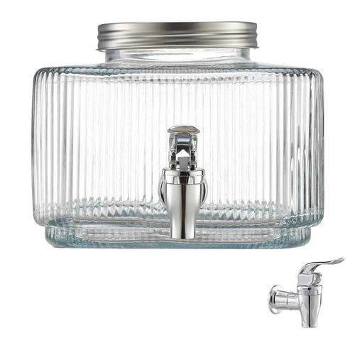 Amocart Beverage Dispenser 0.8Gal. Drink Dispensers for Party Glass Juice Dispenser with No-Drip Spigot and Lid for Restaurants