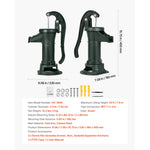 SucceBuy Well Hand Pitcher Pump 25 ft Maximum Lift Cast Iron NPT 1-1/4 in Connection for Garden Pond Farm Red/Black/Yellow/Green