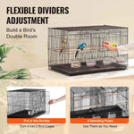 Amocart 30In Flight Bird Cage Stackable Divided Small Animal Cage for Kinds of Birds Pet Travel Birdcage with Handle and Perche
