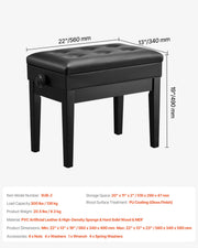 Load image into Gallery viewer, SucceBuy Piano Use Chair, Piano Bench with High-Density Padded Cushion &amp; Storage Compartment Wooden Piano Bookcase Stool Seat
