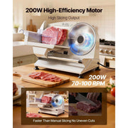 Bild in Galerie-Viewer laden, SucceBuy 200W Meat Slicer 7.5" Electric Deli Slicer with 2 SUS420 Blades &amp; 0-0.6" Adjustable Thickness for Frozen Meat Ham Steak
