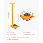 Load image into Gallery viewer, Amocart 4pcs 6T Machinery Skate Dolly with 360° Rotation Cap PU Directional Roller Machine Mover for Industrial  Equipment
